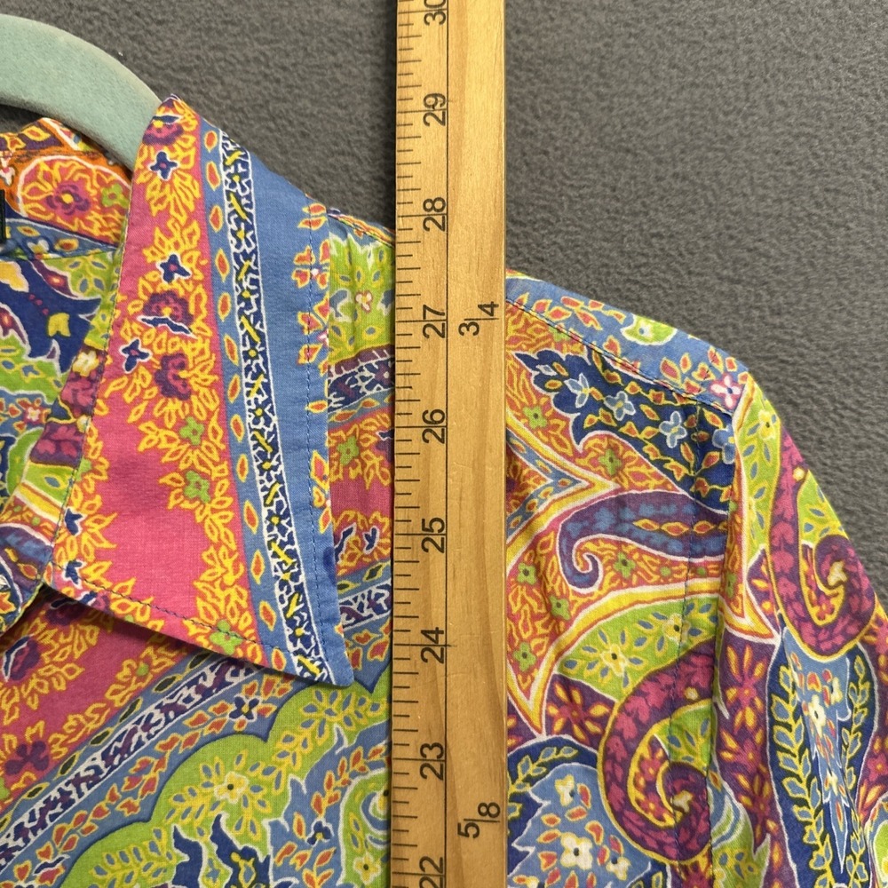 Lauren Ralph Lauren Paisley Button Up Top Womens 1X Colorful Cotton Lightweight - Picture 4 of 6